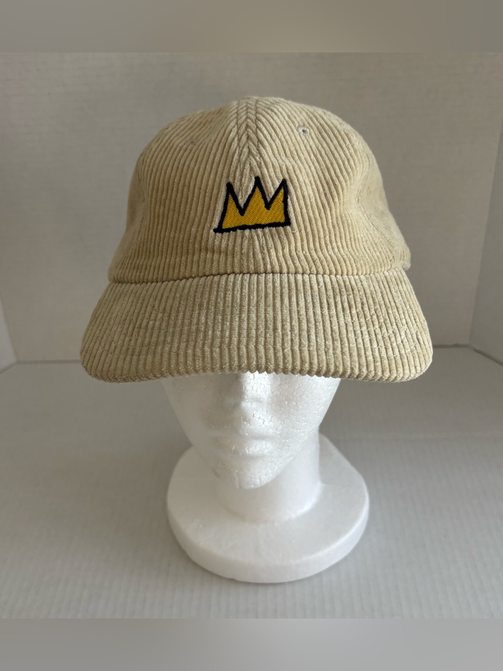 Jean Michel Basquiat Rare Corduroy Strap Back Dad Cap - Beige All Cotton